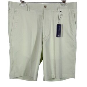 Peter Millar Mens 34 Crown Sport Shorts Green/White Striped Performance Golf 480